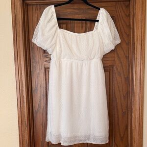 Heyson Elegant White Puff Sleeve Dress